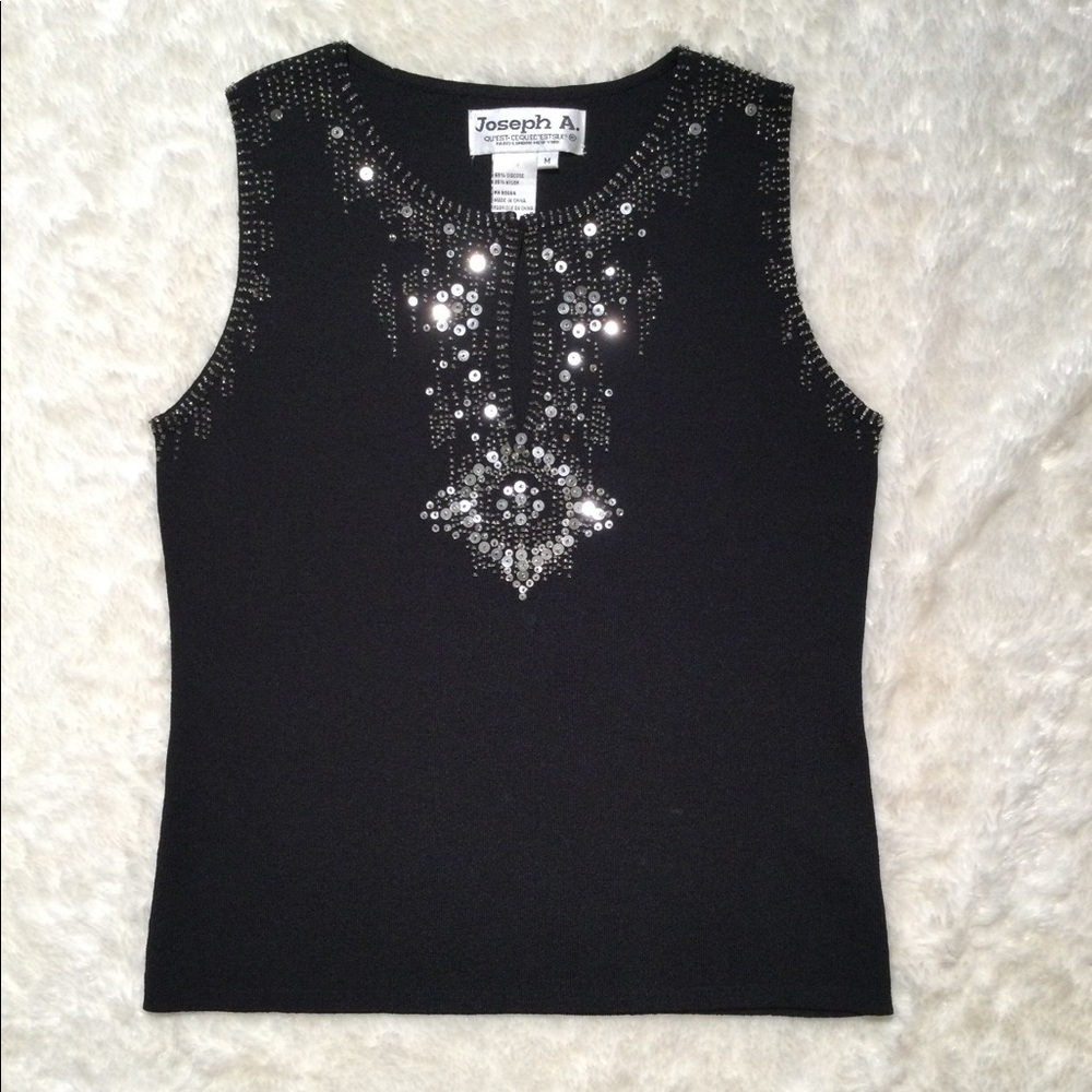 💎2xHP!💎 VINTAGE | Joseph A. | Exquisite Beaded Sequin Sleeveless Top